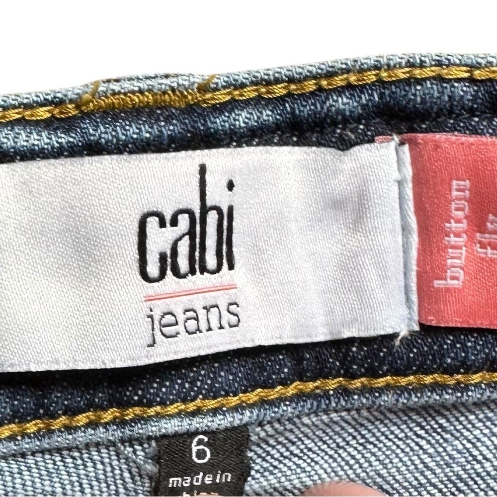 CABI Skinny Button Fly Braided Waist Jeans Size 6 - Picture 4 of 5